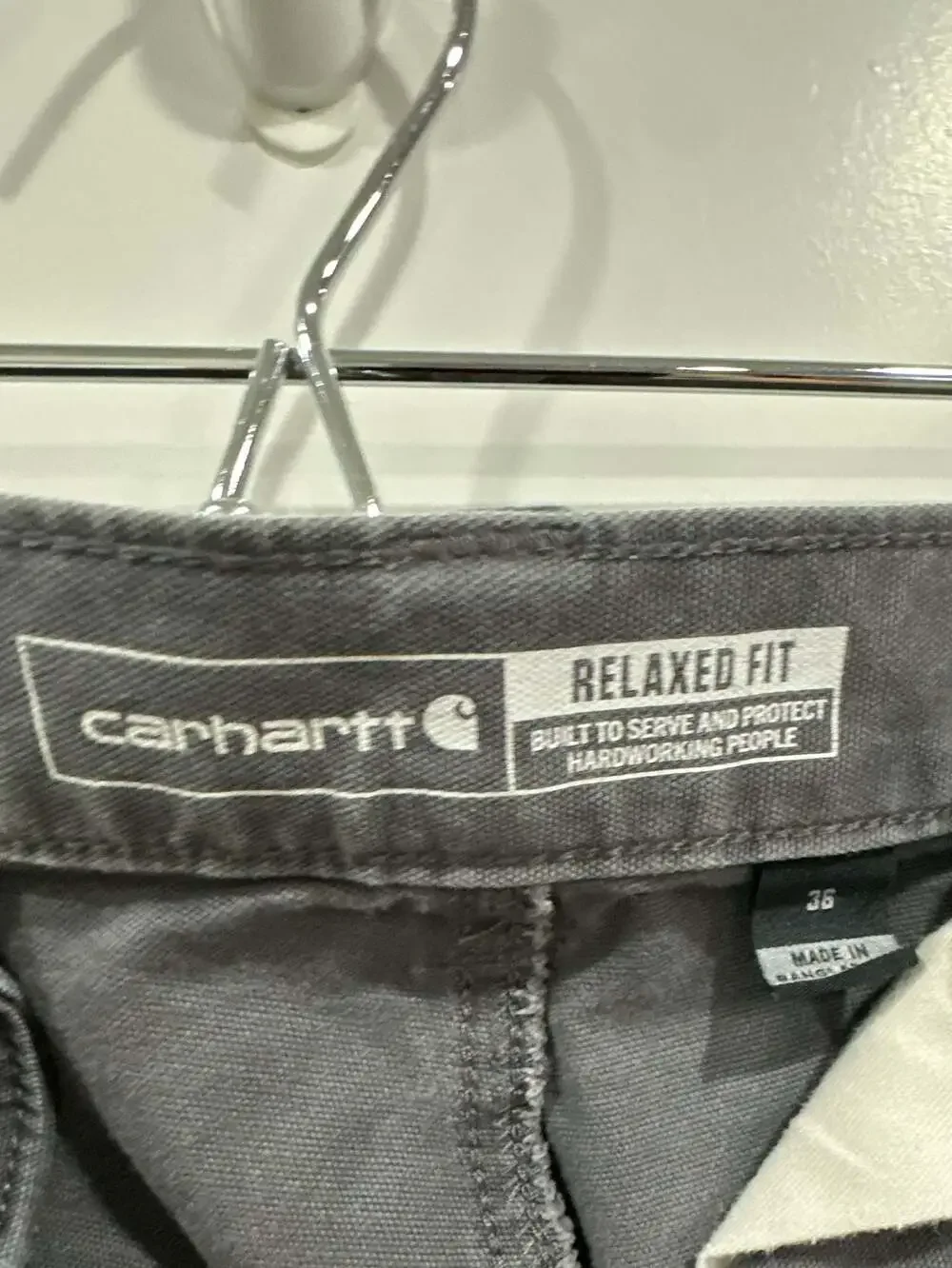 Carhartt Rugged Flex Relaxed Fit Canvas Work Short Gray Size 36
